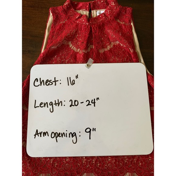 Love Fire Top Size Small Red Floral Lace Sleeveless Halter Lined - Picture 12 of 12